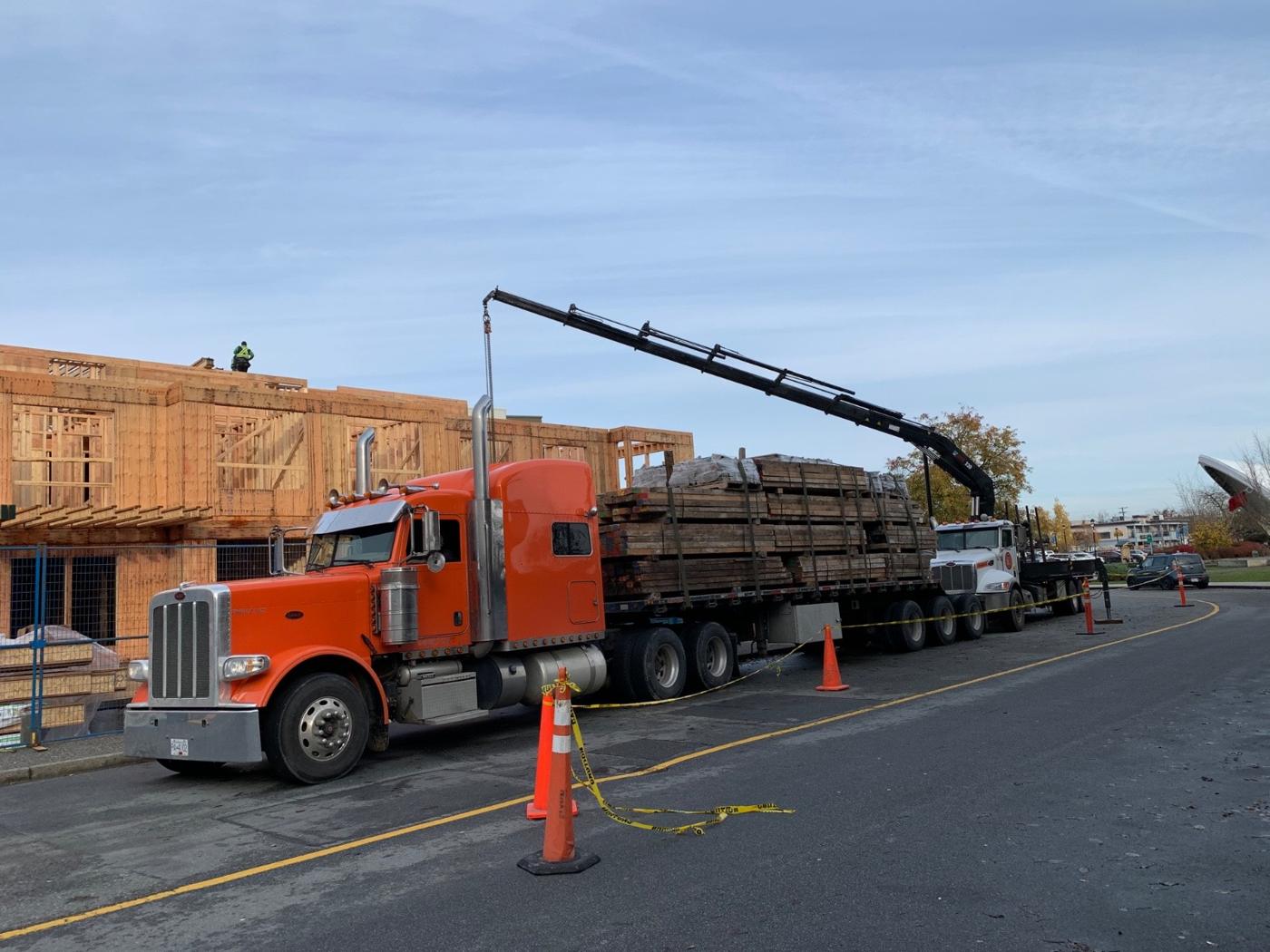 Building materials delivered to a job site